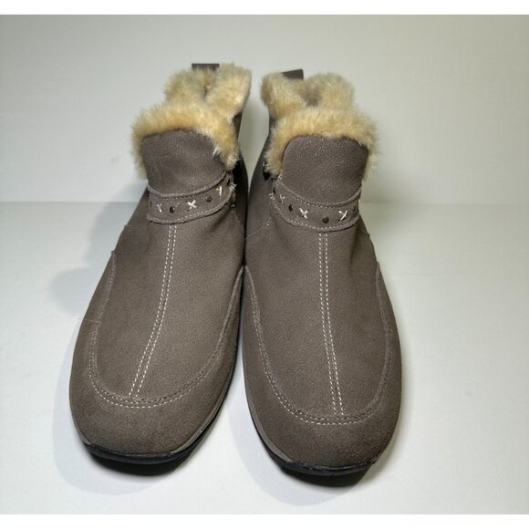 Easy Spirit Women’s Winter Booties Gray Suede Fur Lined Ankle Boots Size 10 - Picture 4 of 9
